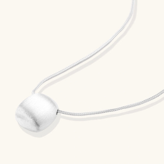 Brushed Silver Disc Necklace