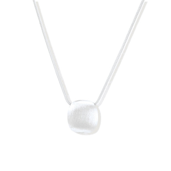 Brushed Silver Disc Necklace