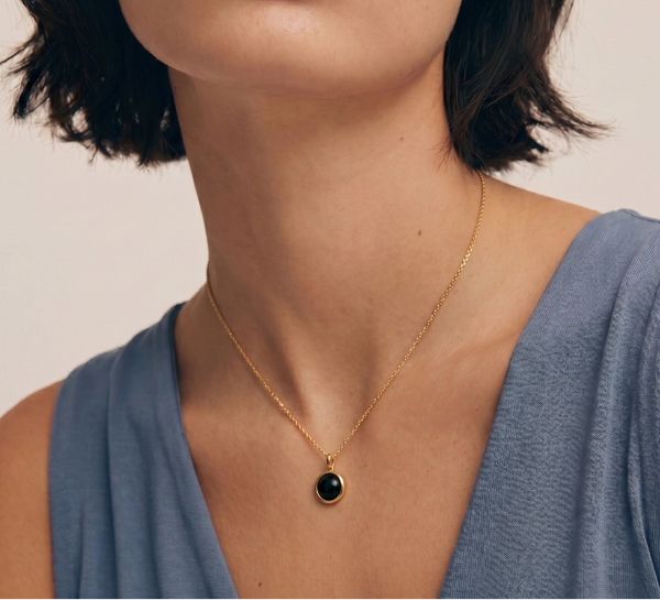 Midnight Agate Circle Necklace