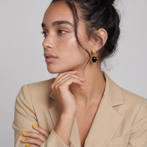 Ripple Drop Agate Earrings