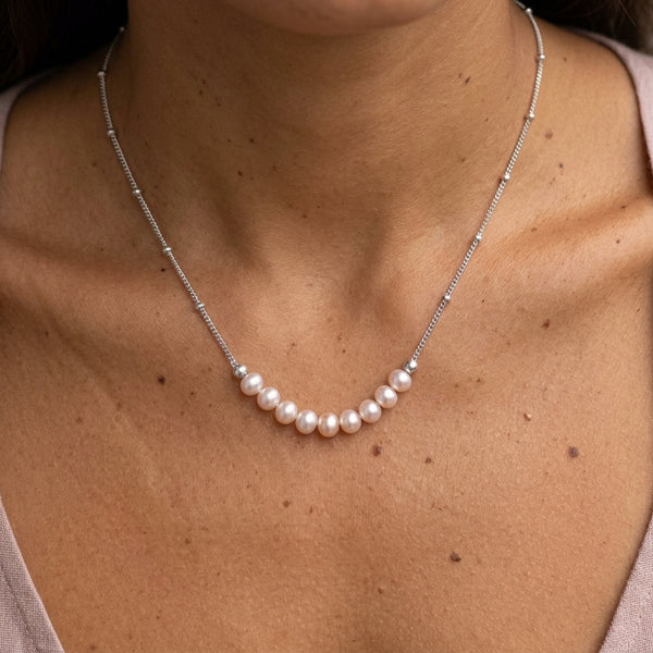 Luna Pearl Arc Necklace