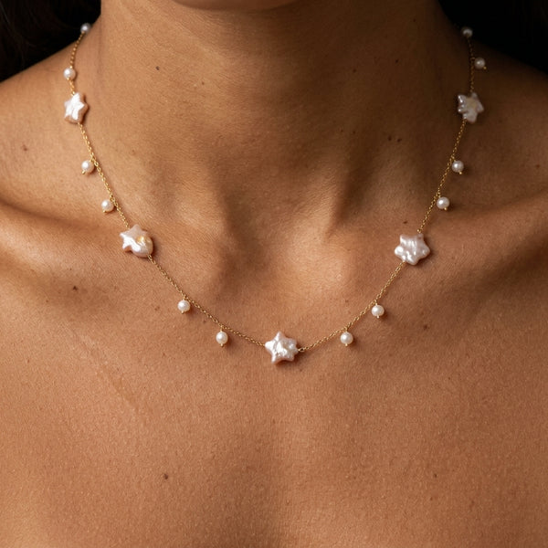 Celestial Pearl Stars Necklace