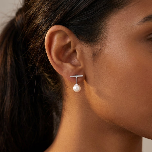 Pearl Drop T-Bar Earrings