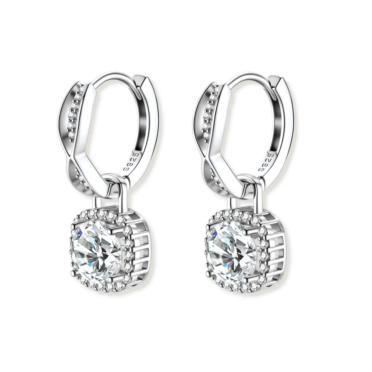 Twisted Infinity Halo Moissanite Earrings