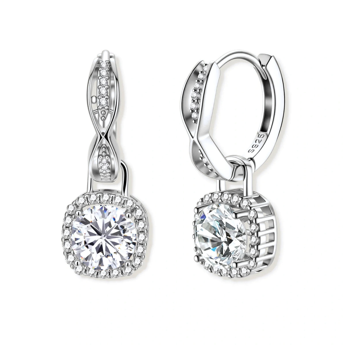 Twisted Infinity Halo Moissanite Earrings