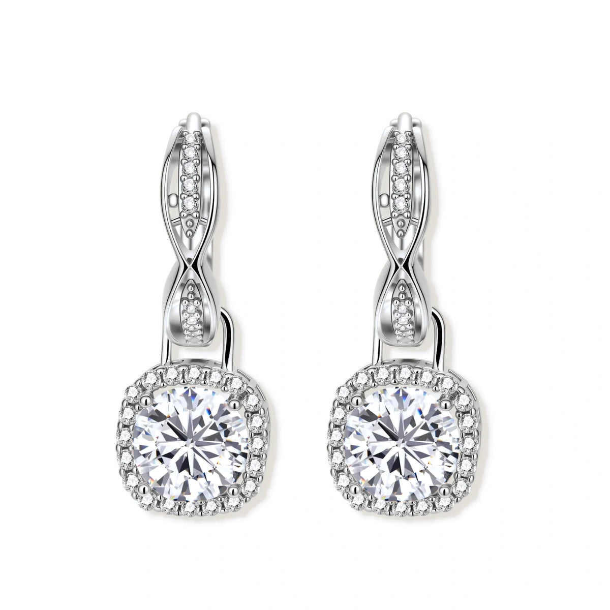 Twisted Infinity Halo Moissanite Earrings
