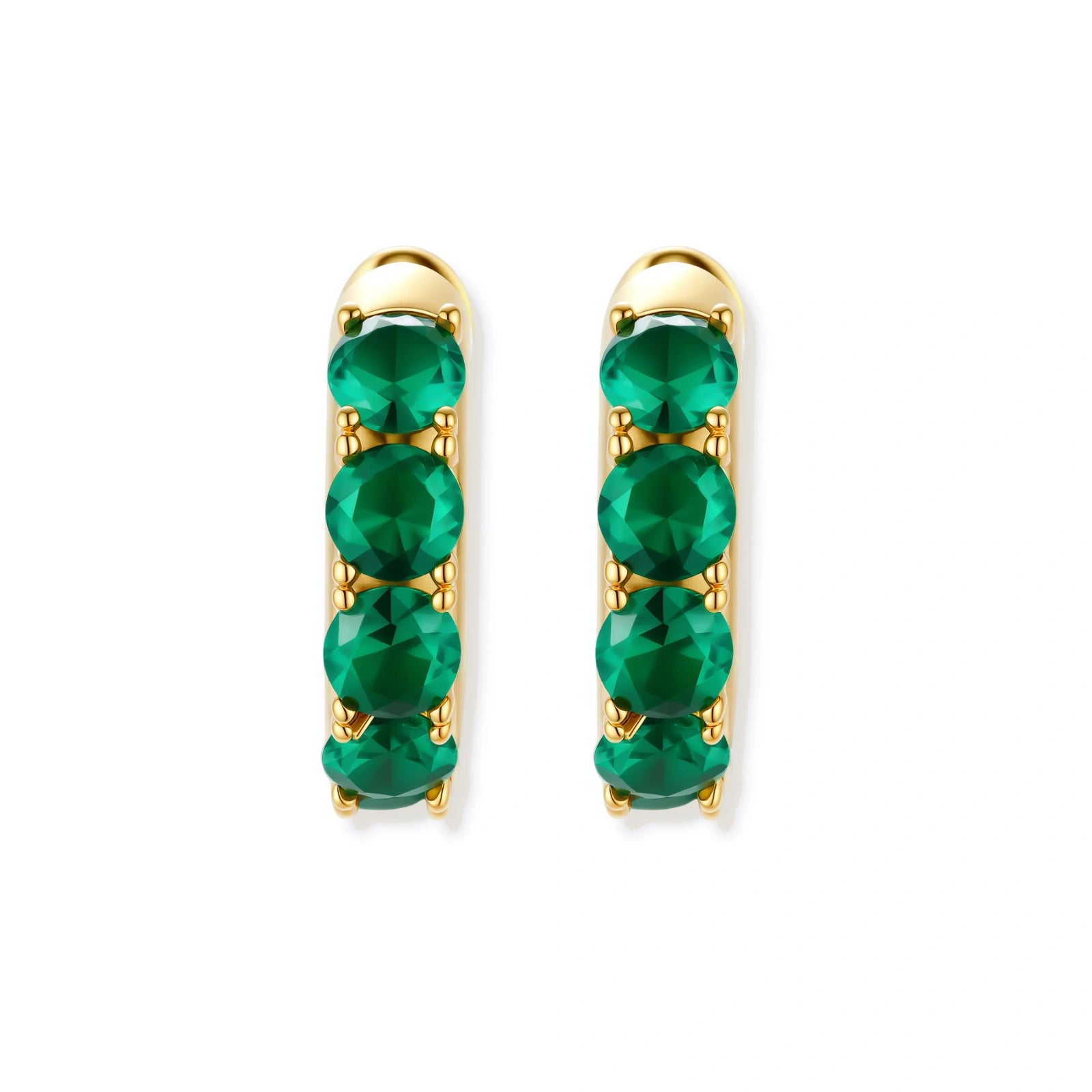 Emerald Huggie Hoops