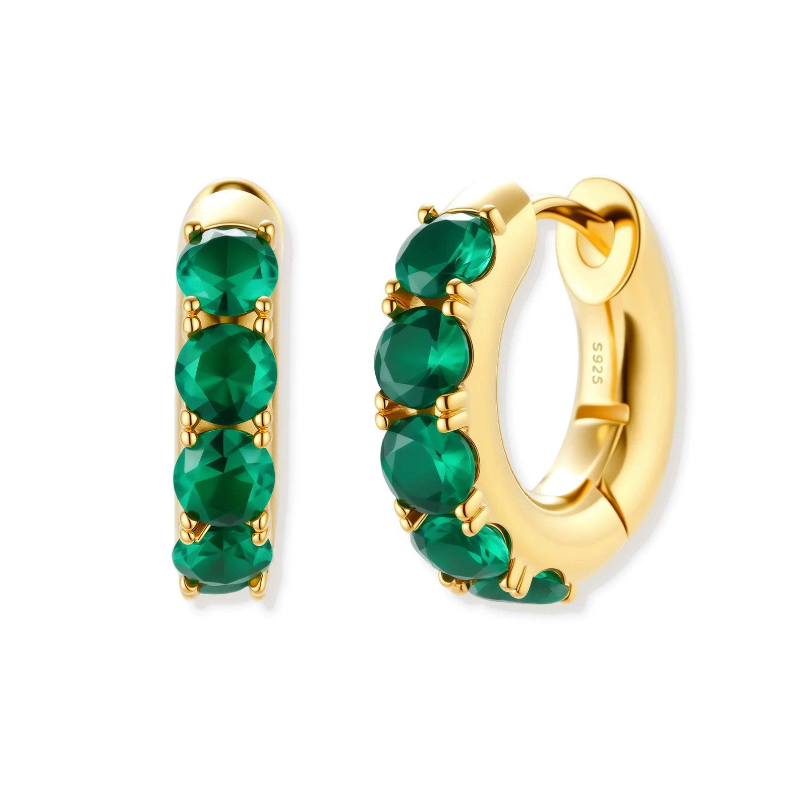 Emerald Huggie Hoops