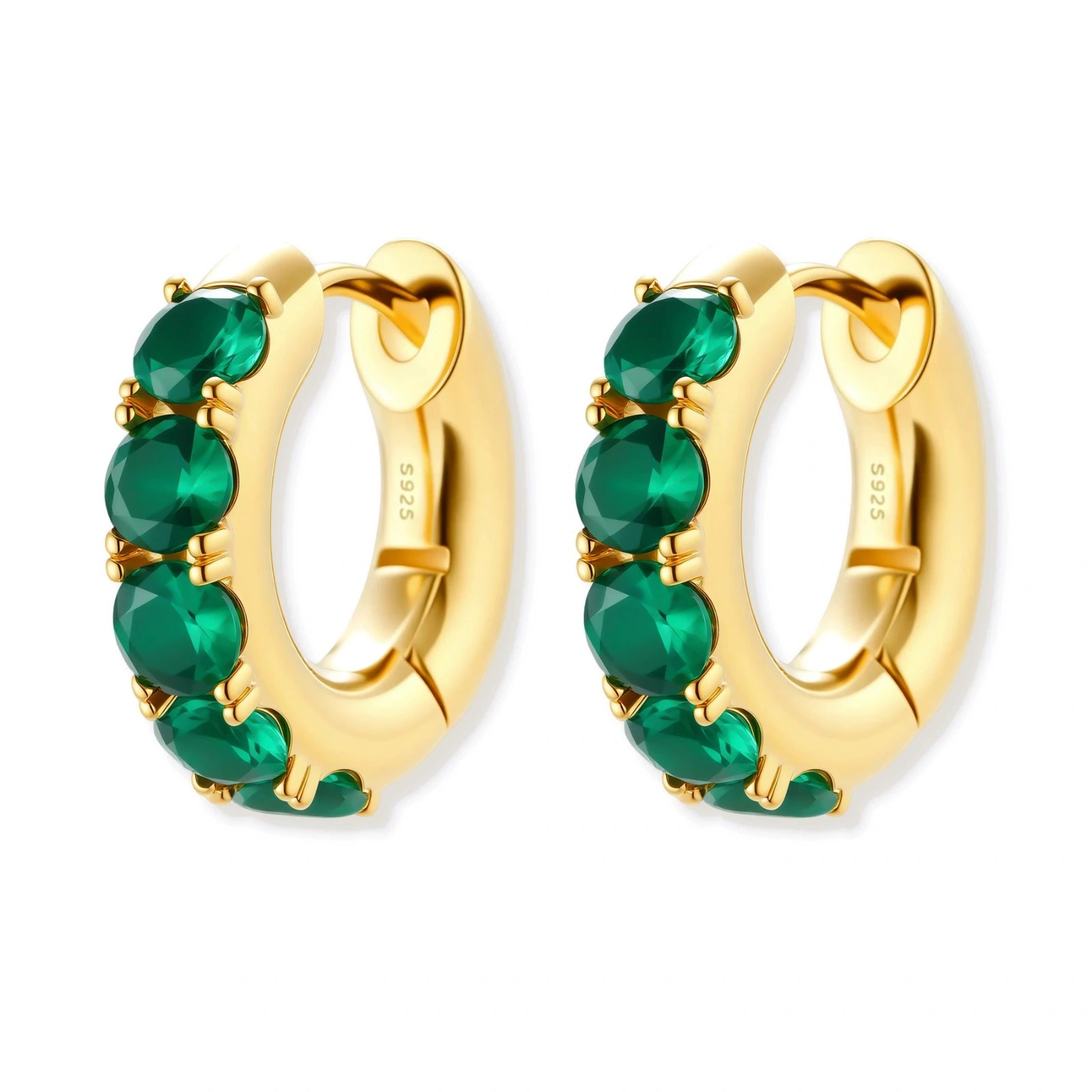 Emerald Huggie Hoops