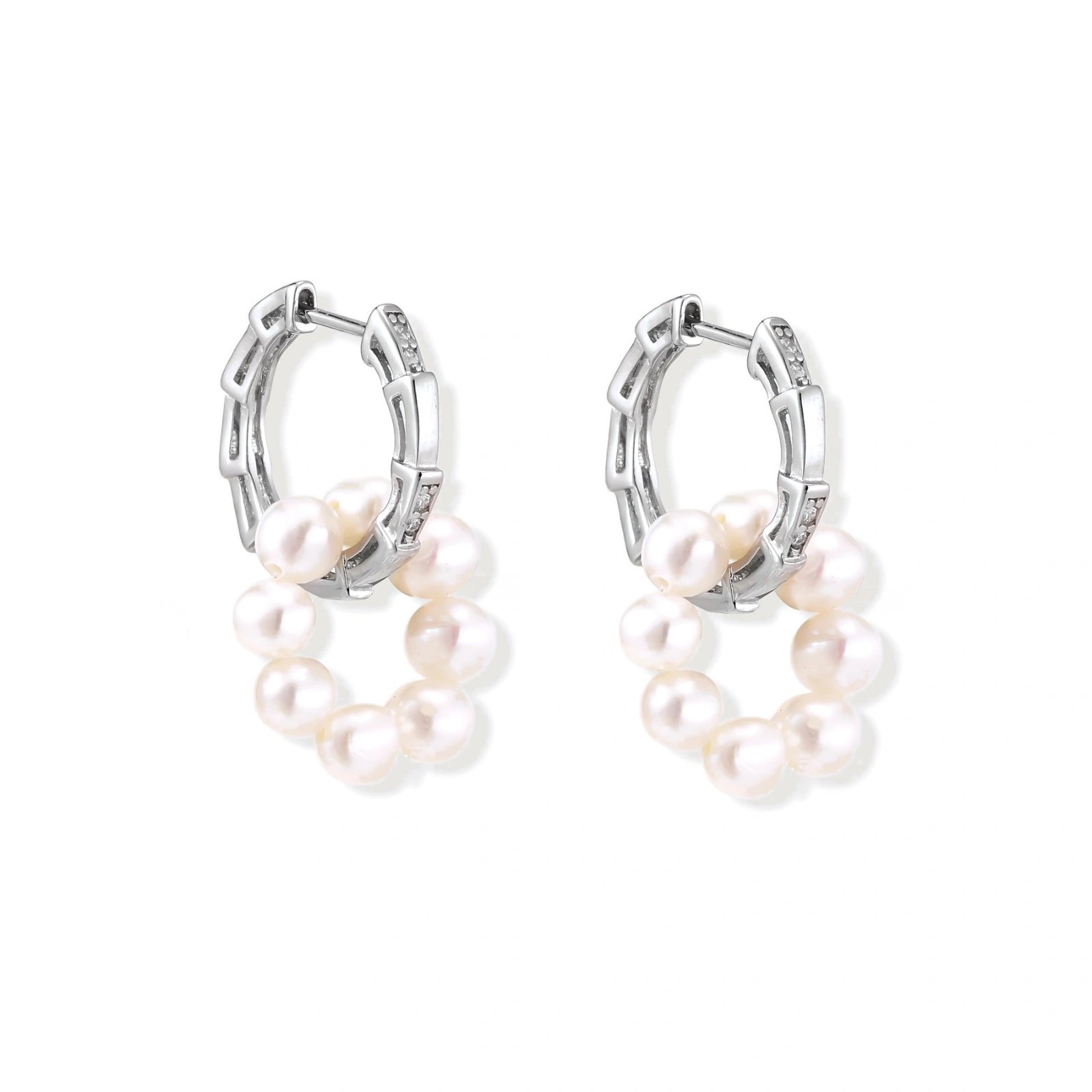 Pearl Cluster Huggie Hoops