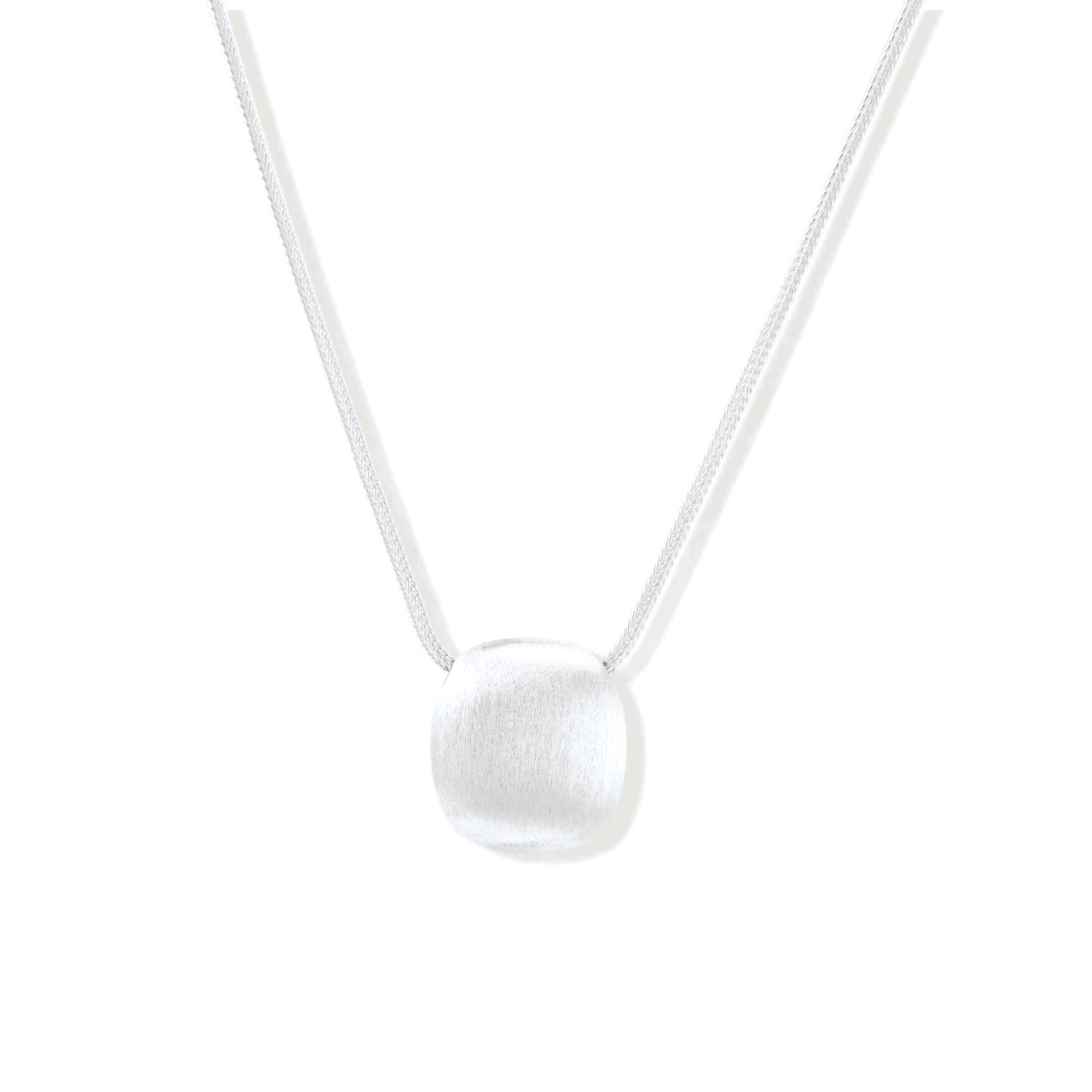 Brushed Silver Disc Necklace