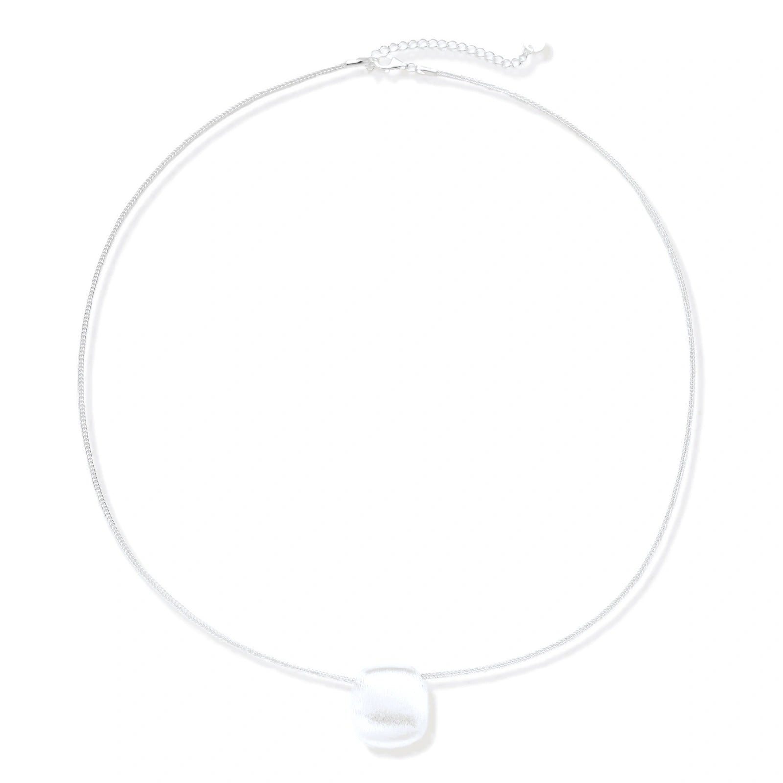 Brushed Silver Disc Necklace