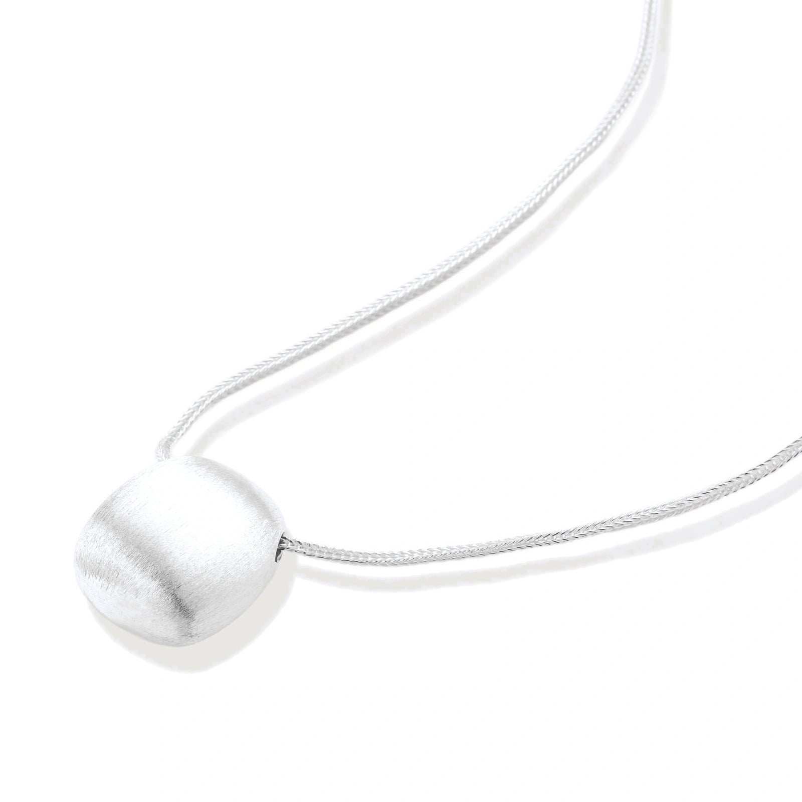 Brushed Silver Disc Necklace