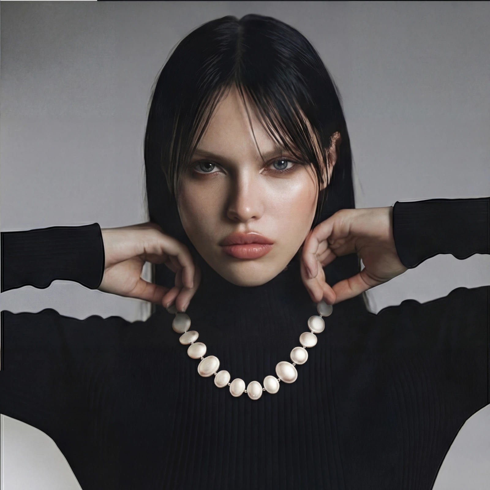 Lunar Pearl Arc Necklace