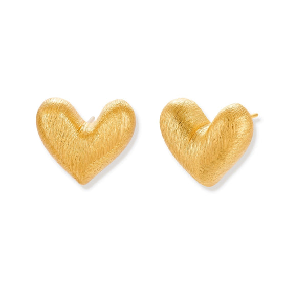 Brushed Heart Studs