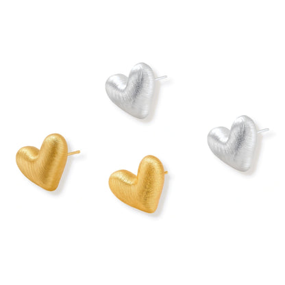 Brushed Heart Studs