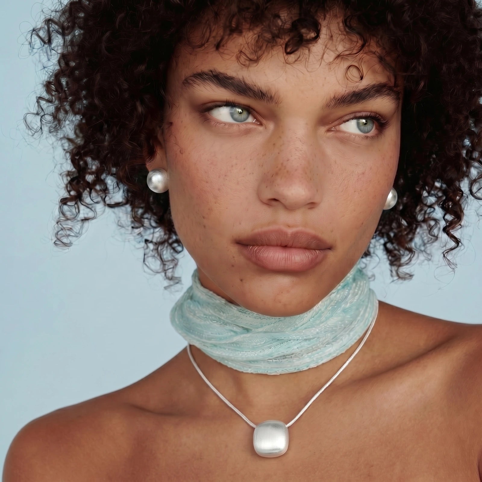 Brushed Silver Disc Necklace