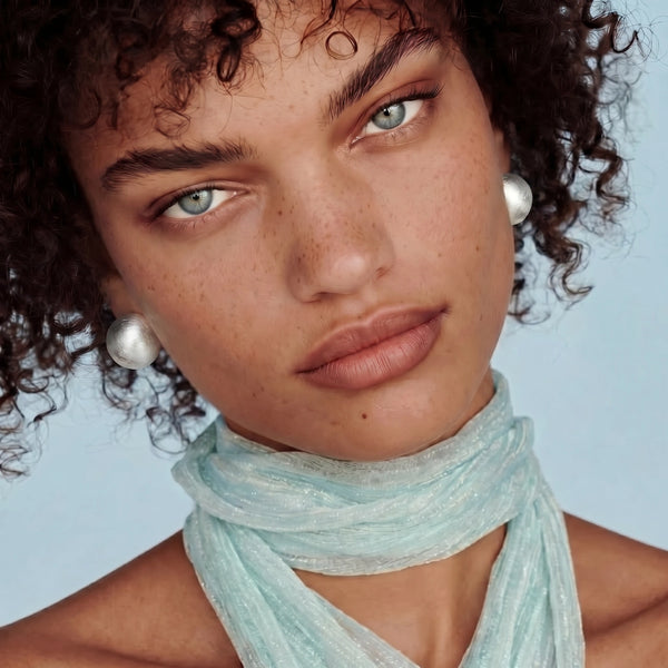Brushed Silver Dome Earrings