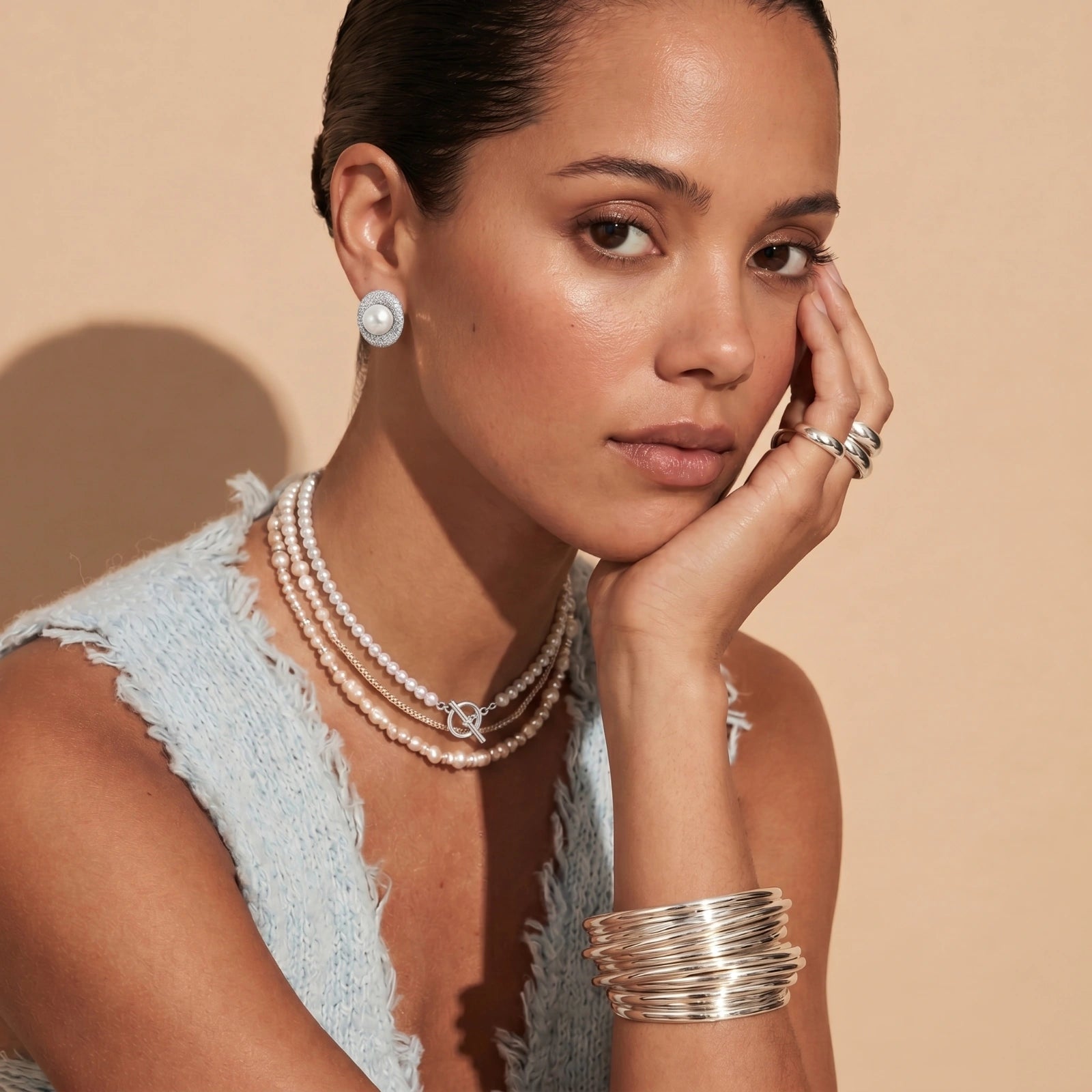 Pearl Halo Stud Earrings