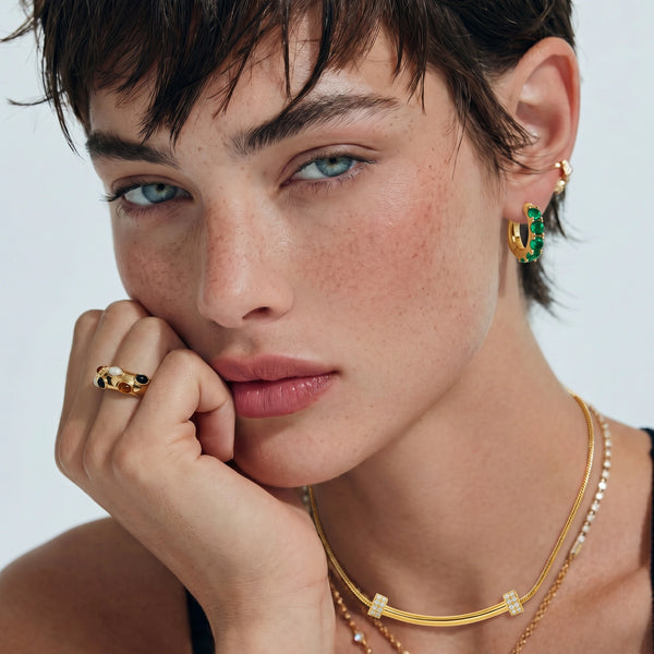 Emerald Huggie Hoops