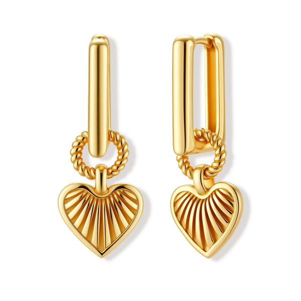 Sunburst Heart Huggie Earrings