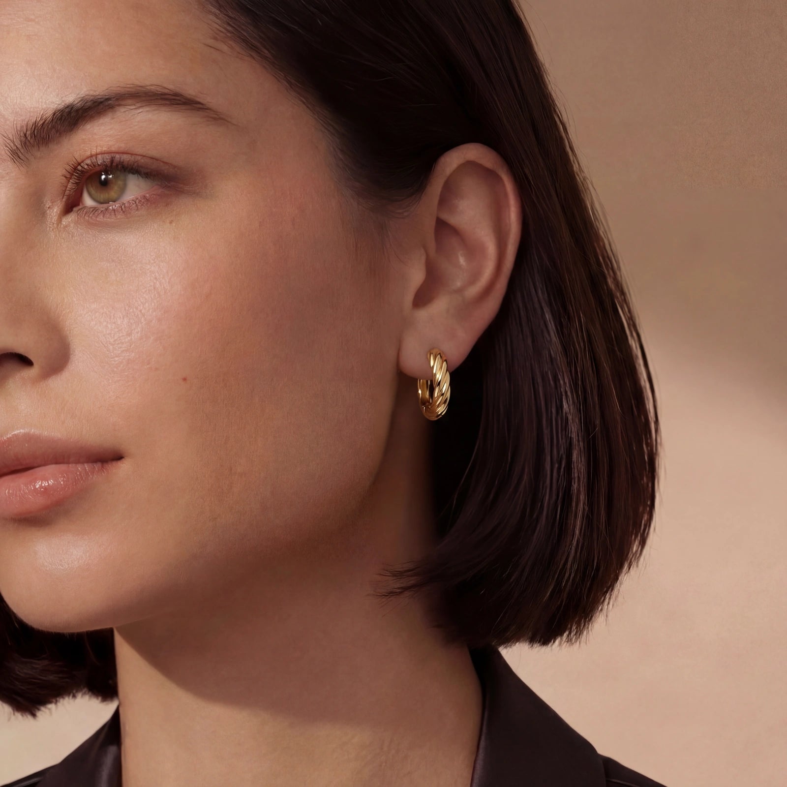Twisted Gold Huggie Hoops