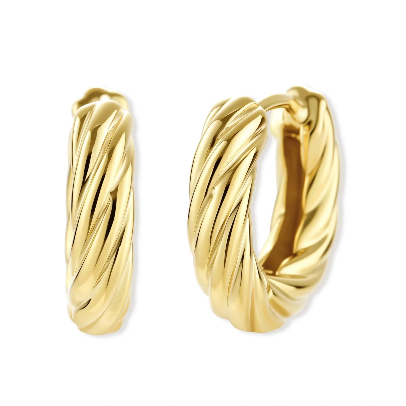 Twisted Gold Huggie Hoops