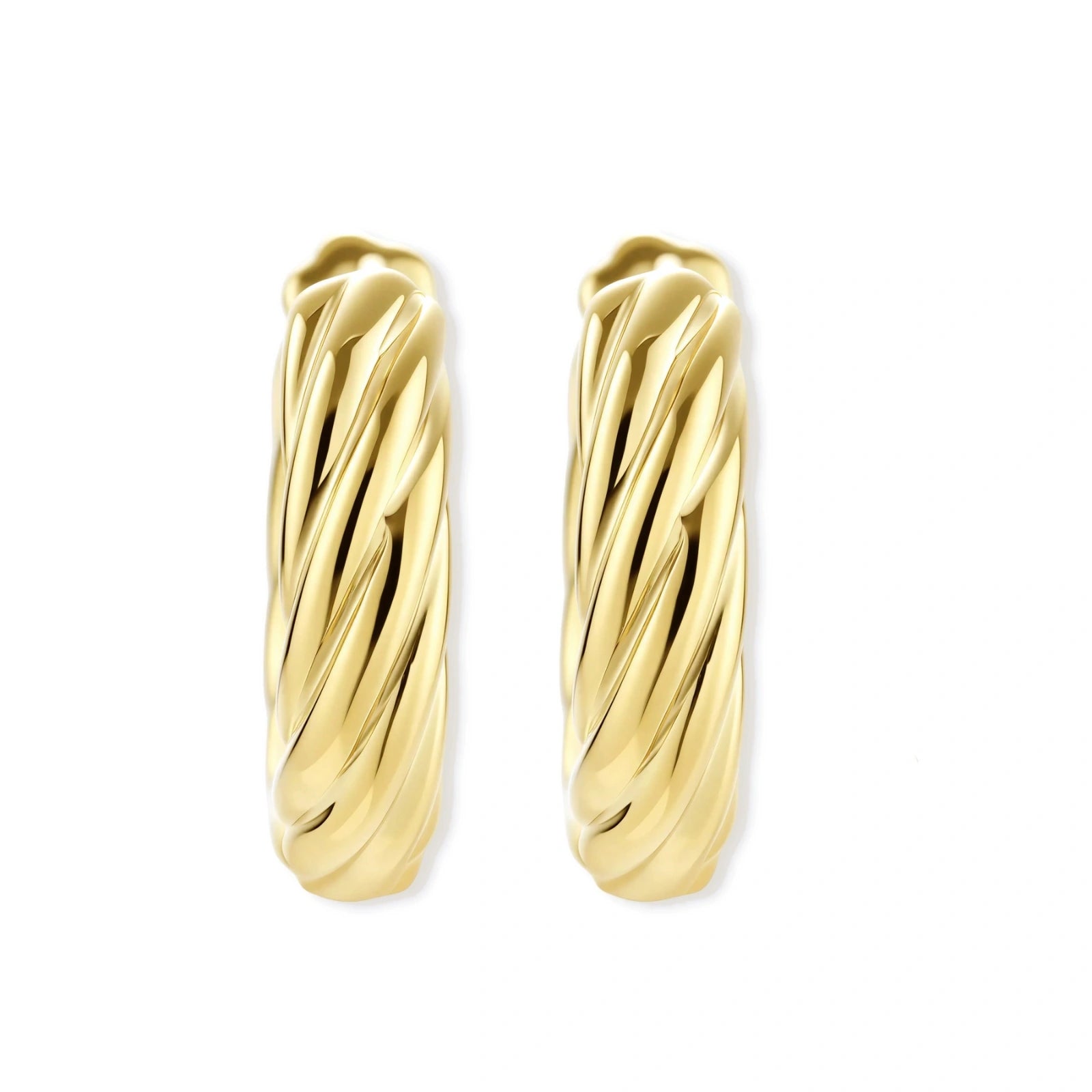 Twisted Gold Huggie Hoops