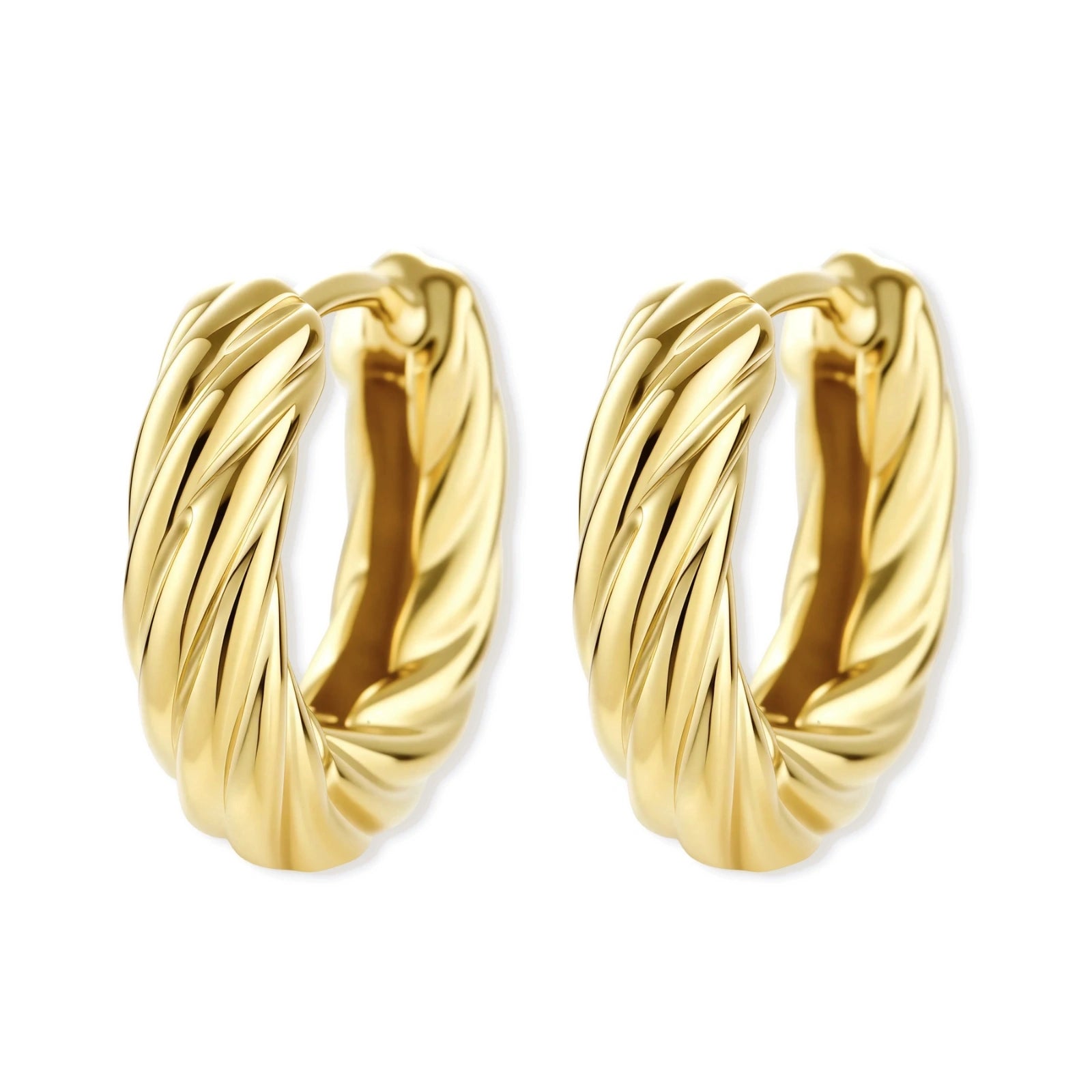 Twisted Gold Huggie Hoops