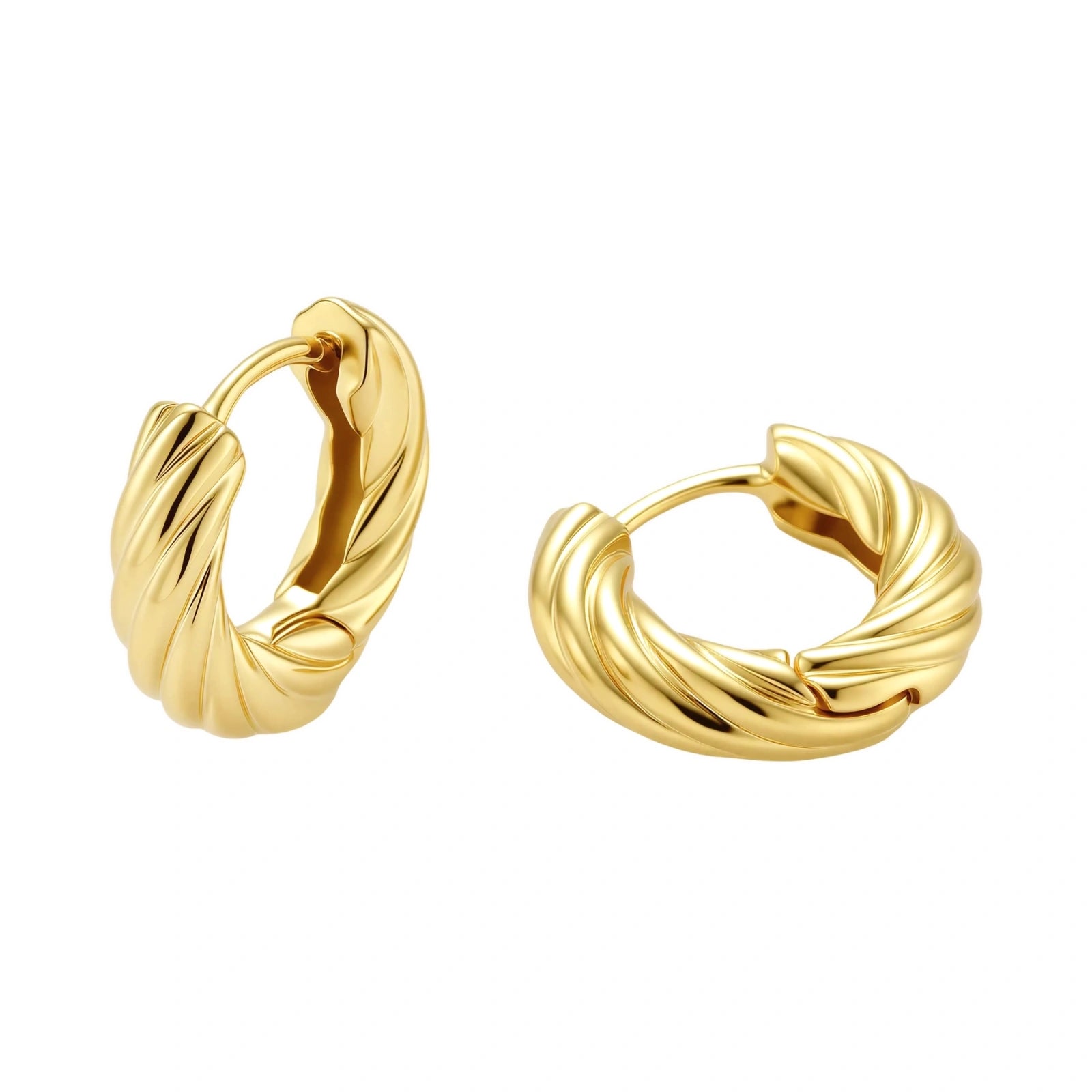 Twisted Gold Huggie Hoops