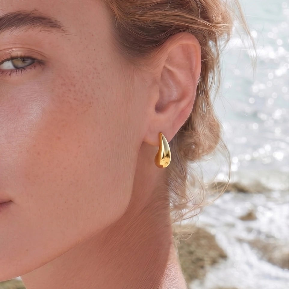Golden Teardrop Studs