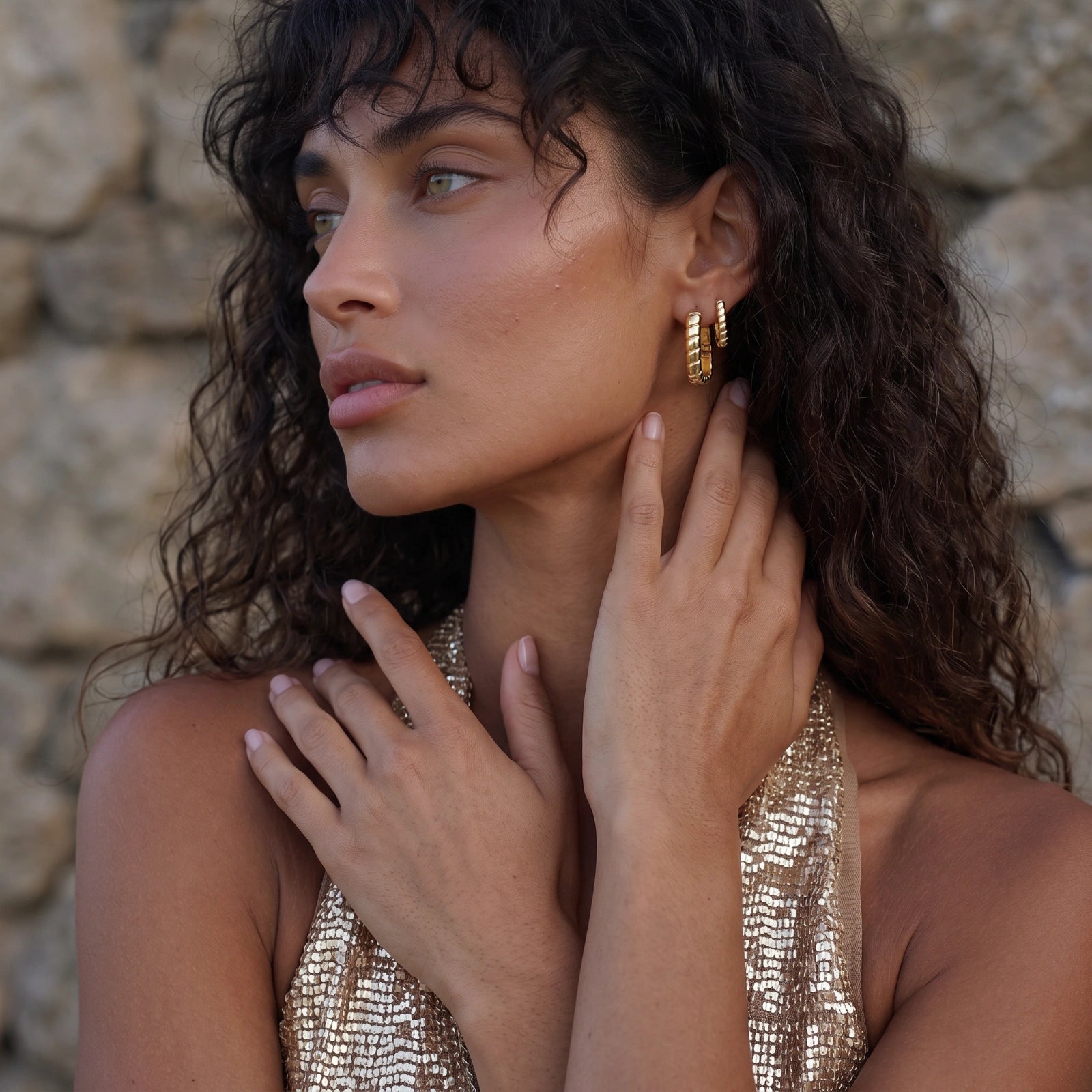 Bamboo Huggie Hoops