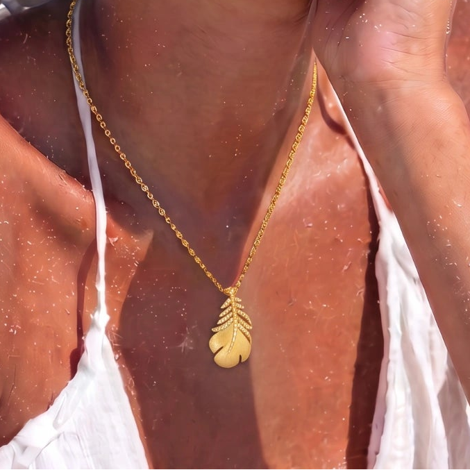 Golden Feather Necklace