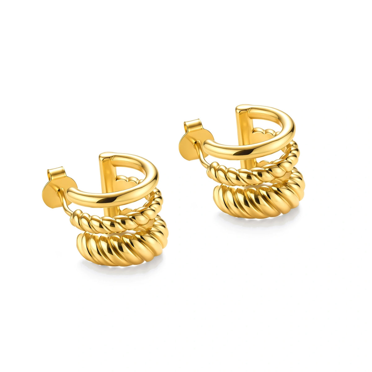 Twisted Triple Hoop Earrings