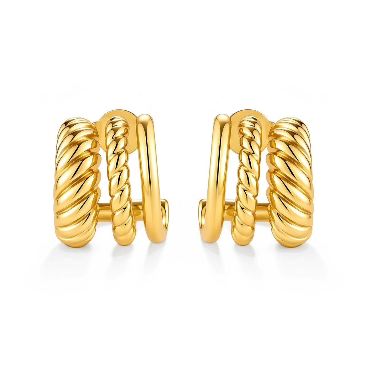 Twisted Triple Hoop Earrings