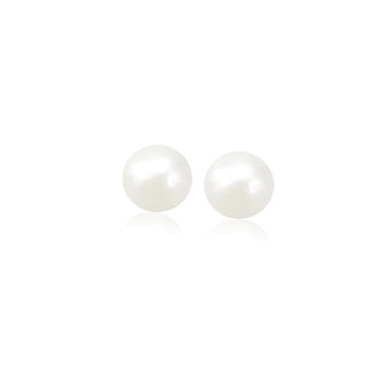 14k Yellow Gold Freshwater Cultured White Pearl Stud Earrings (6mm)