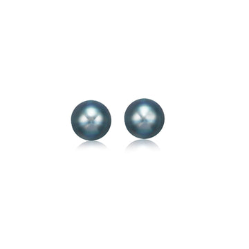 14k Yellow Gold Cultured Black Pearl Stud Earrings (6mm)