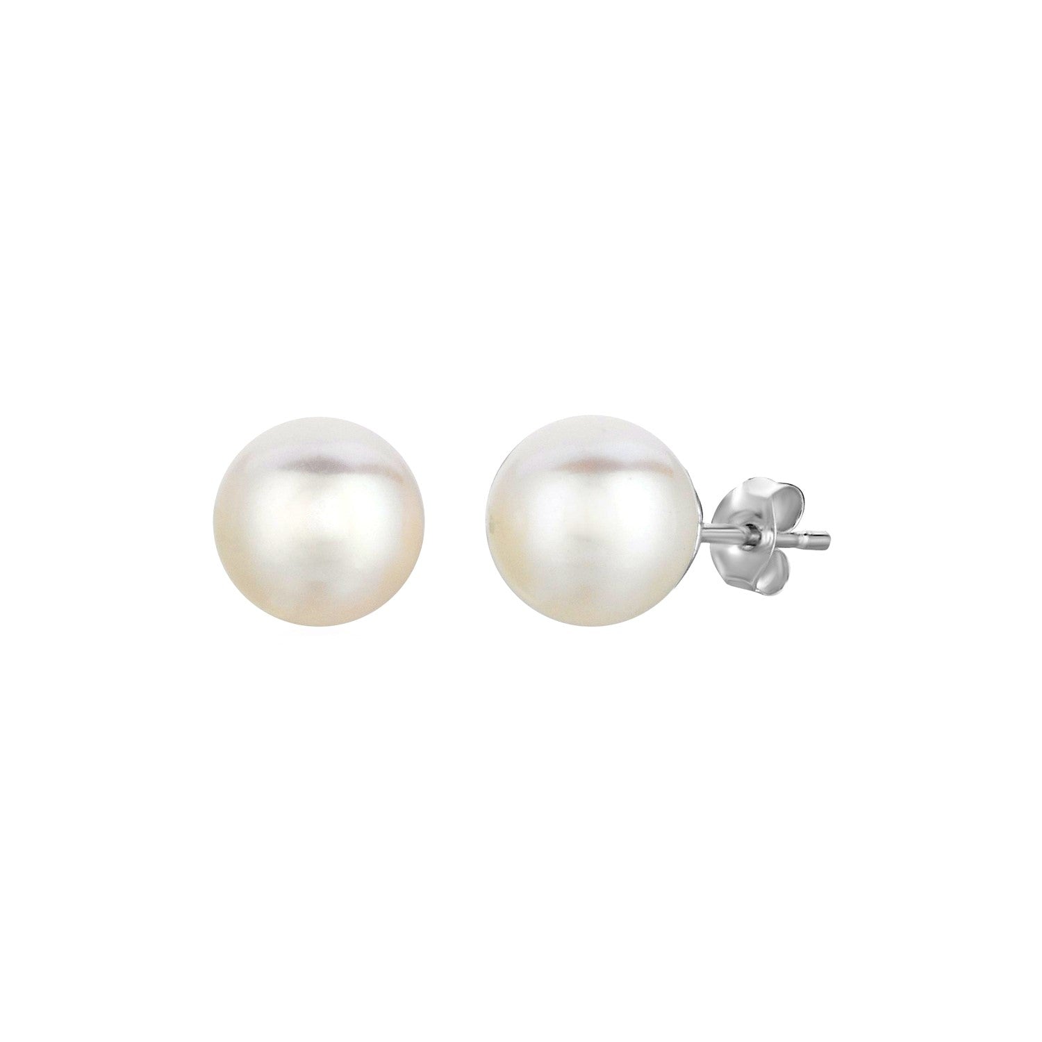 Freshwater Pearl Earrings in Sterling Silver (8mm)