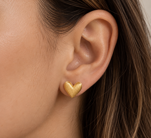 Brushed Heart Studs