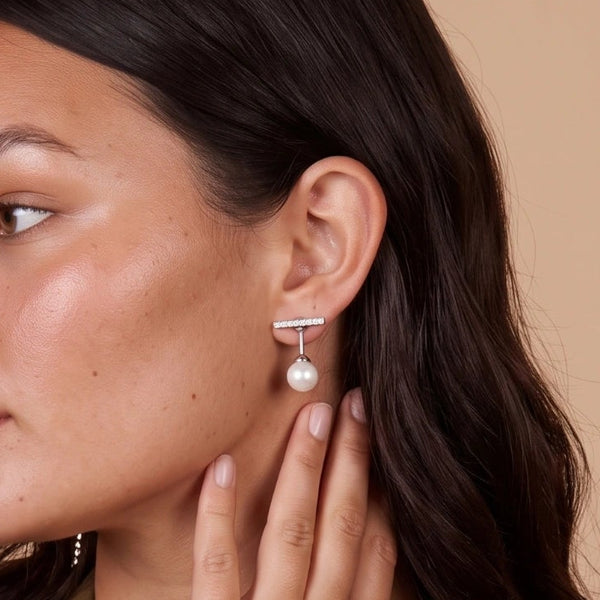 Pearl Drop T-Bar Earrings