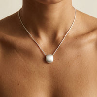 Brushed Silver Disc Necklace