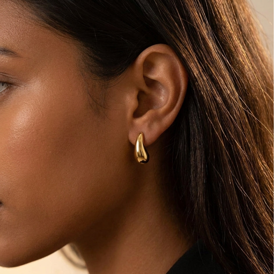 Golden Teardrop Studs