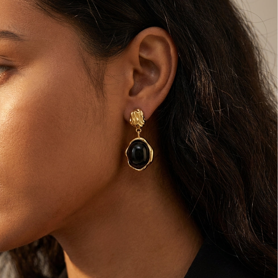 Ripple Drop Agate Earrings