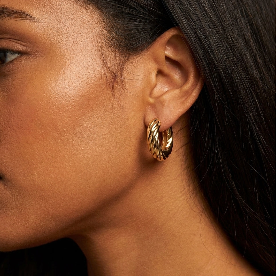 Twisted Gold Huggie Hoops