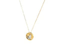 14k Yellow Gold Necklace with Cat Symbol in Mother of Pearl