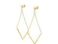 14k Yellow Gold Diamond Shape Chain Drop Earrings