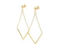 14k Yellow Gold Diamond Shape Chain Drop Earrings