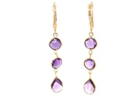 Drop Earrings with Round and Pear-Shaped Amethysts in 14k Yellow Gold